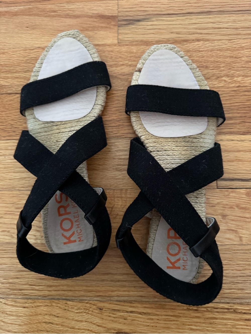 Michael Kors Black Crisscross Espadrille Sandals with Elastic Straps